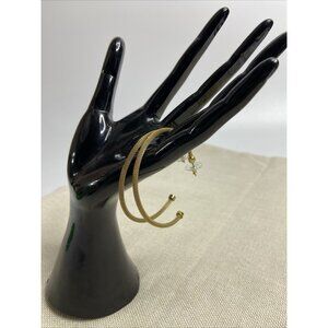 Lauren Ralph Lauren Earring Set Goldtone Mesh Loop Pierced Signed LRL 2.25 in